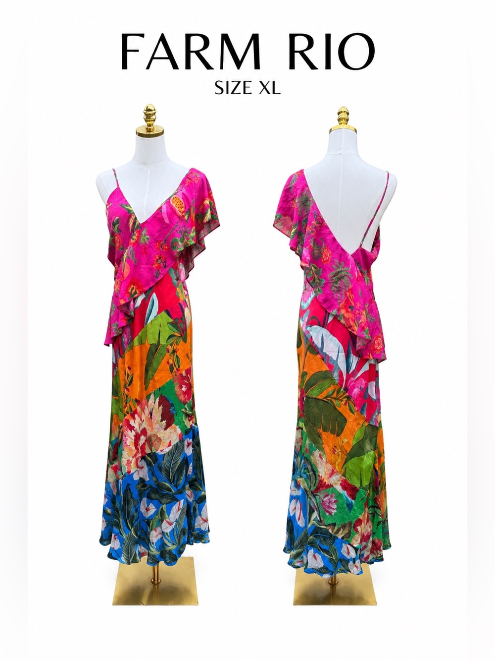 FARM Rio Tropical Ruffle One Shoulder Midi Maxi Dress XL See Description 🙏🏼 - Picture 3 of 16